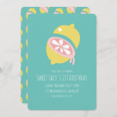 Invitation Citron jaune avec coeur doux Anniversaire (Devant / Derrière)