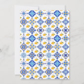 Invitation Citron jaune bleu Fête des mariées méditerranéenne (Dos)