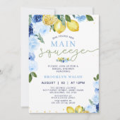 Invitation Citron jaune bleu Fête des mariées principale (Devant)