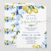 Invitation Citron jaune bleu Fête des mariées principale (Devant / Derrière)