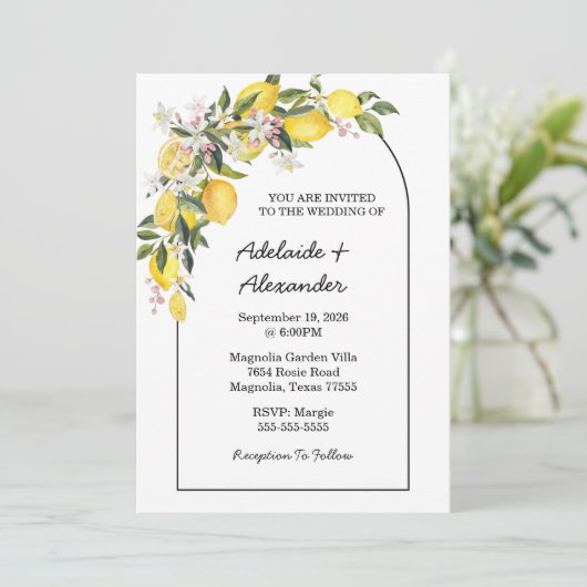 Invitation Citron Jaune Citrus (Debout devant)