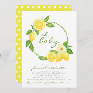 Invitation Citron jaune courge Citrus Polkadot Baby shower