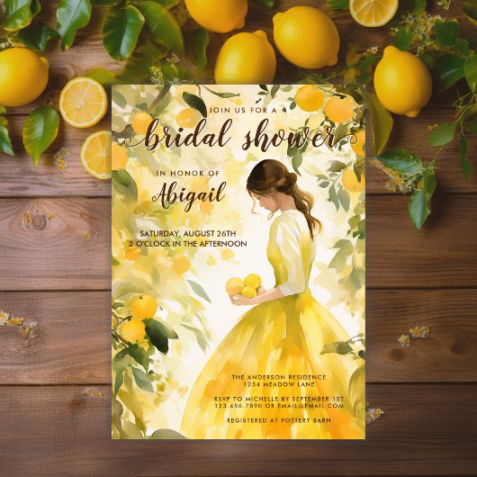 Invitation Citron jaune d'été Fête des mariées d'agrumes oran