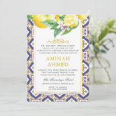 Invitation Citron jaune Floral été islamique Aqiqa Aqeeqa (Debout devant)