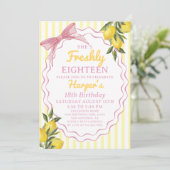 Invitation Citron Jaune Rose Limonade Fraîche Thème Anniversa (Debout devant)