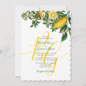 Invitation Citron jaune rustique et feuillage Mariage de verd (Devant)
