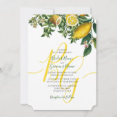 Invitation Citron jaune rustique et feuillage Mariage de verd (Devant)