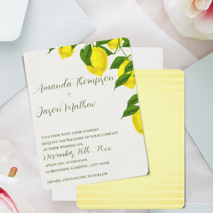 Invitation Citron Joli Lumineux Mariage Citrus Jaune
