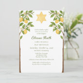 Invitation Citron juif Floral Star de David Bat mitzvah (Debout devant)