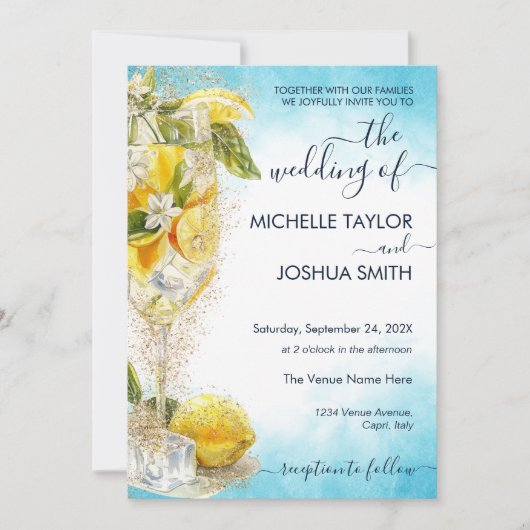 Invitation Citron Limoncello Photo Italie Destination Mariage (Devant)