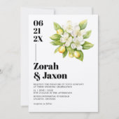 Invitation Citron & Magnolia Floral Mariage d'agrumes jaunes (Devant)
