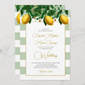 Invitation Citron Mariage de la bande blanche verte (Devant / Derrière)