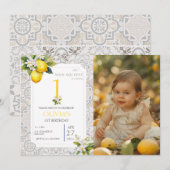 Invitation Citron méditerranéen 1er 2e 3e anniversaire photo (Devant / Derrière)