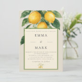 Invitation Citron méditerranéen avec code QR | Beige (Debout devant)