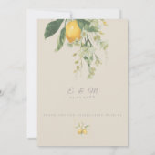 Invitation Citron méditerranéen avec code QR | Beige (Dos)