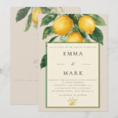 Invitation Citron méditerranéen avec code QR | Beige (Devant / Derrière)