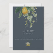 Invitation Citron méditerranéen avec code QR | Bleu Charbon (Dos)