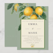 Invitation Citron méditerranéen avec code QR | Vert sauge dou (Devant / Derrière)