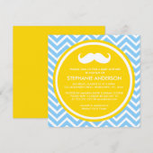 Invitation Citron or gris chevron moustache bébé douche (Devant / Derrière)