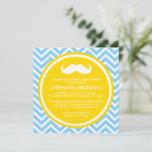 Invitation Citron or gris chevron moustache bébé douche (Debout devant)
