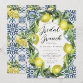 Invitation Citron Party Italien Carrelage Bleu Fête des marié (Devant / Derrière)