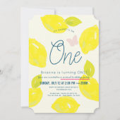 Invitation Citron peint à la main fille rose 1er anniversaire (Devant)