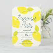 Invitation Citron peint à la main rose été Anniversaire (Debout devant)