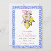 Invitation Citron Pink Bow preppy Coquette anniversaire (Devant)