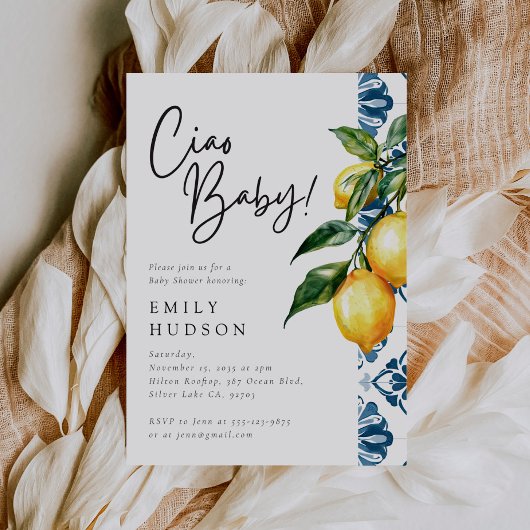 Invitation Citron Positano Baby shower italien