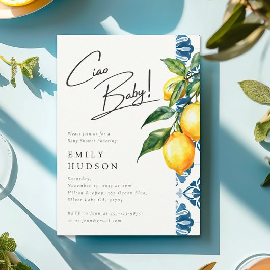 Invitation Citron Positano Baby shower italien