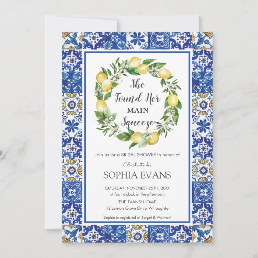 Invitation Citron principal Squeeze Fête des mariées méditerr (Devant)