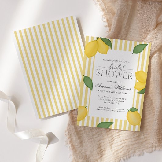 Invitation Citron rayé Fête des mariées méditerranéenne itali