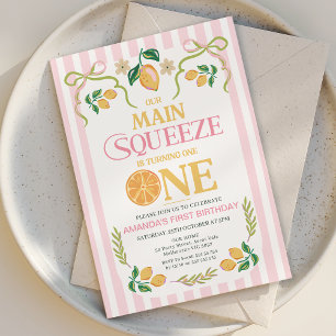 Invitation Citron rose blanc Squeeze principal 1er anniversai