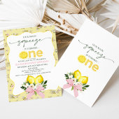 Invitation Citron rose Bow Notre principale Squeeze 1er anniv