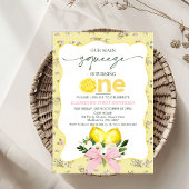 Invitation Citron rose Bow Notre principale Squeeze 1er anniv