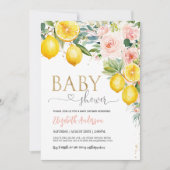 Invitation Citron rose Citron Baby shower Floral (Devant)