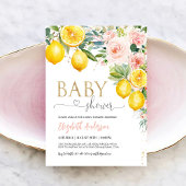 Invitation Citron rose Citron Baby shower Floral