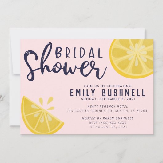 Invitation Citron rose Fête des mariées (Devant)