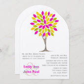 Invitation Citron rose jaune vert Chrysanthème Forêt (Devant / Derrière)