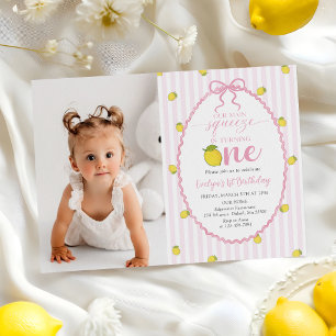 Invitation Citron Rose Notre Coup de Coeur Photo 1er Annivers