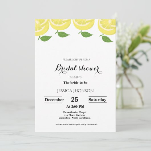 Invitation Citron thème été nuptiale douche (Debout devant)