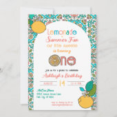 Invitation Citron Thème Filles 1er Anniversaire Lemonade Part (Devant)