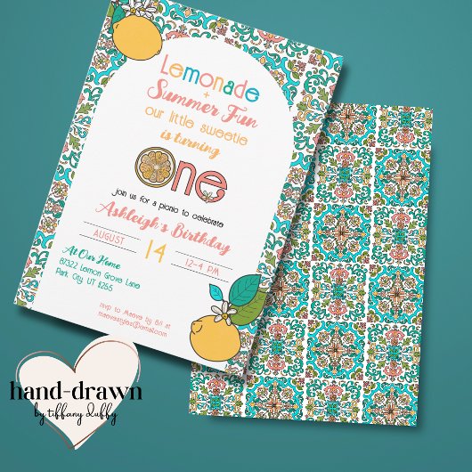 Invitation Citron Thème Filles 1er Anniversaire Lemonade Part