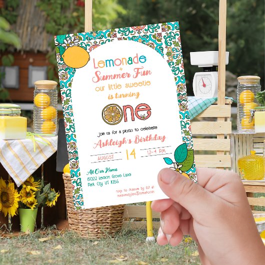 Invitation Citron Thème Filles 1er Anniversaire Lemonade Part