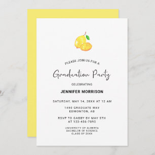 Invitation Citron Thème Graduation Party Boho Modern Chic
