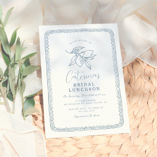 Invitation Citron tiré à la main   Fête des mariées bleue