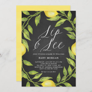 Invitation Citron vert Chalkboard Sip & Voir Baby shower