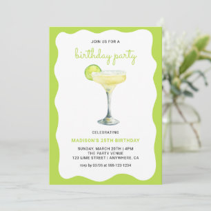 Invitation Citron Vert Chic Vague Anniversaire Cocktail d'été