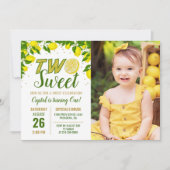 Invitation Citron vert deux doux photo 2e anniversaire (Devant)