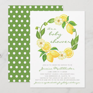 Invitation Citron vert et gris Polkadot Baby shower